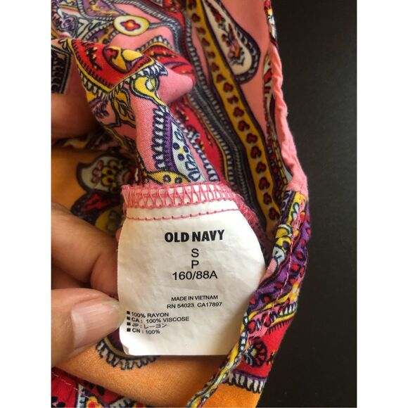 Old Navy Boho Paisley Halter Dress Small Pink Orange Summer Festival - Picture 12 of 12